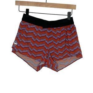 Janji Womens AFO Running Short XS Orange Purple Zip Pocket Activewear Workout